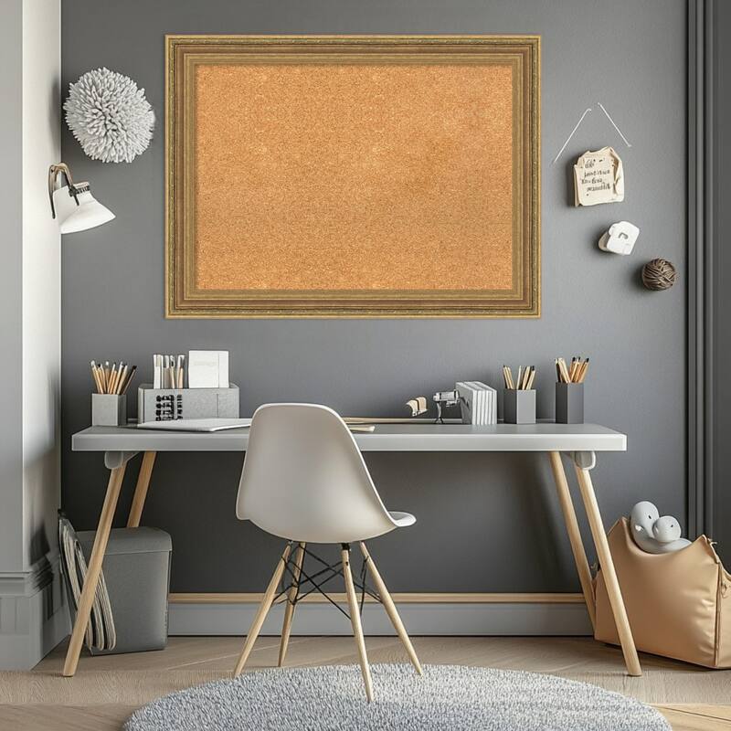 Elliot Gold Framed Cork Board - Bulletin Board, Organization Board, Pin Board