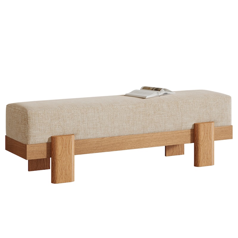 55-Inch Upholstered Entryway Bench, Modern Shoe Bench with Padded