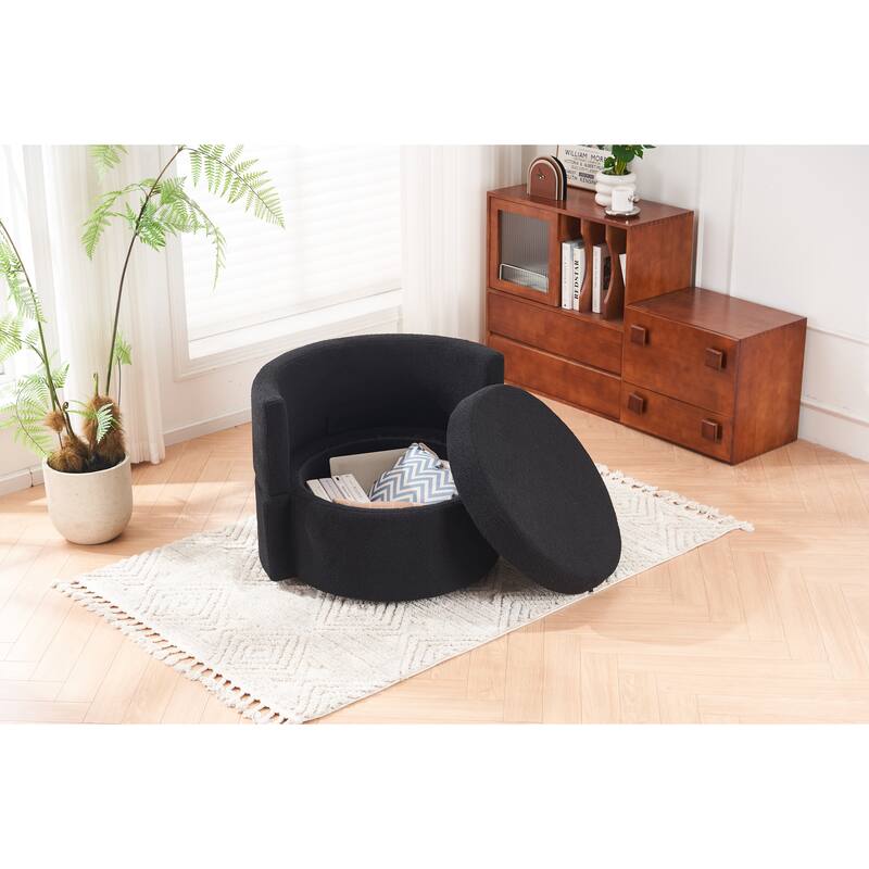 31.5" Swivel Barrel Chair with Storage