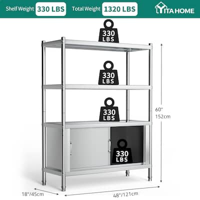 48'' W Stainless Steel Shelving Unit