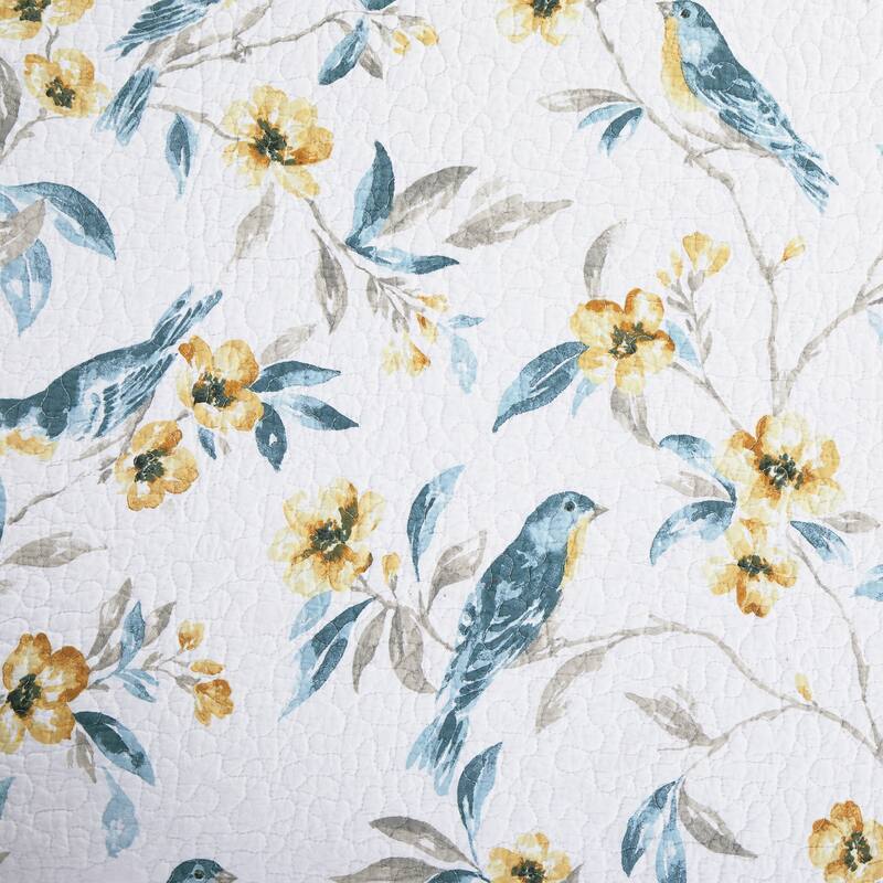 Calix Bluebird Cotton Quilt Set - Reversible and Machine Washable