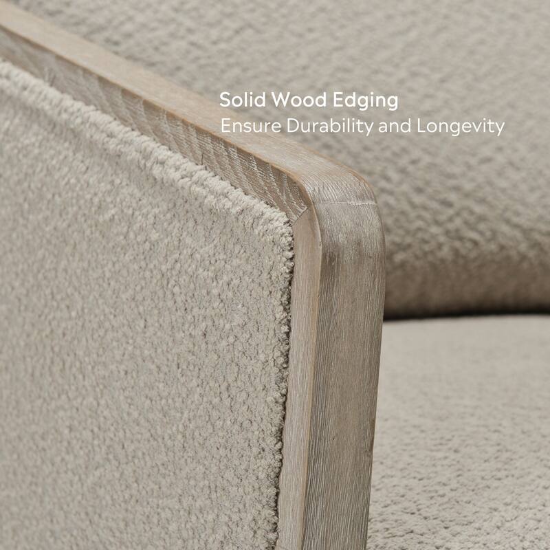 KINWELL 31"W Oak Frame Upholstered Swivel Barrel Armchair