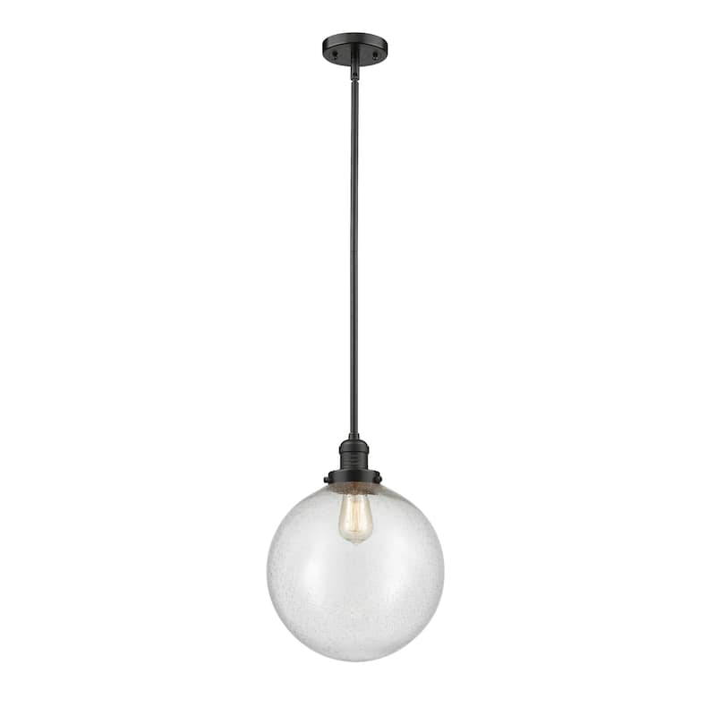Innovations Lighting Franklin Restoration Beacon - 1 Light 12" Stem Hung Mini Pendant - Oil Rubbed Bronze/Seedy