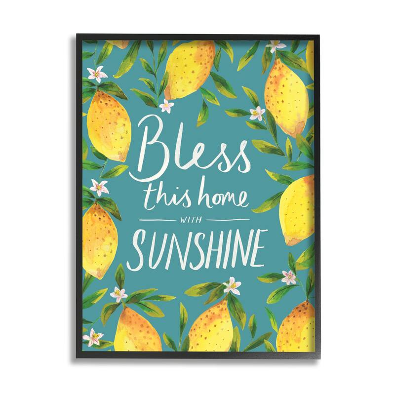 Stupell Bless This Home with Sunshine Phrase Spring Lemons Framed Wall Art