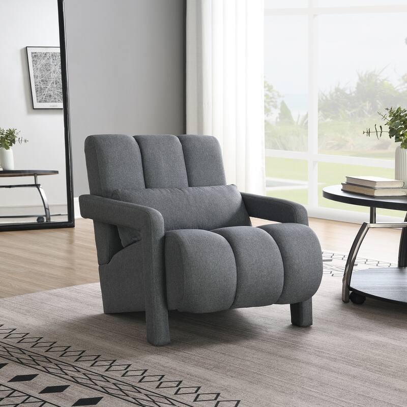Dark Grey Living Room Decorative Chair Single Sofa Chair, Stylish Club Chair Padded Chair Lounge Chair with Armrests