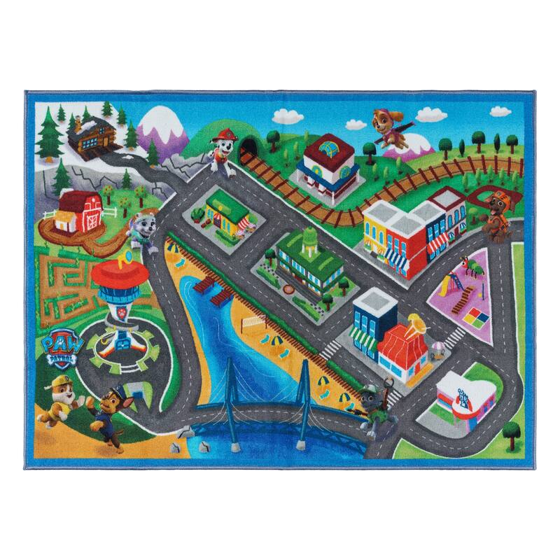 Licensed Nickelodeon Paw Patrol Youth Digital Printed Area Rugs - 4' 6" x 6' 6" - Roads - Novelty/Rectangle