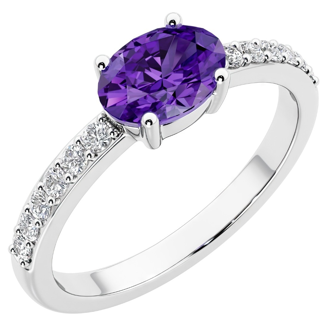 Oravo East-West Oval Gemstone Ring in Sterling Silver