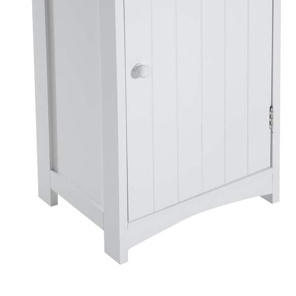 HOMCOM Bathroom Linen Cabinet Freestanding Storage with Shutter