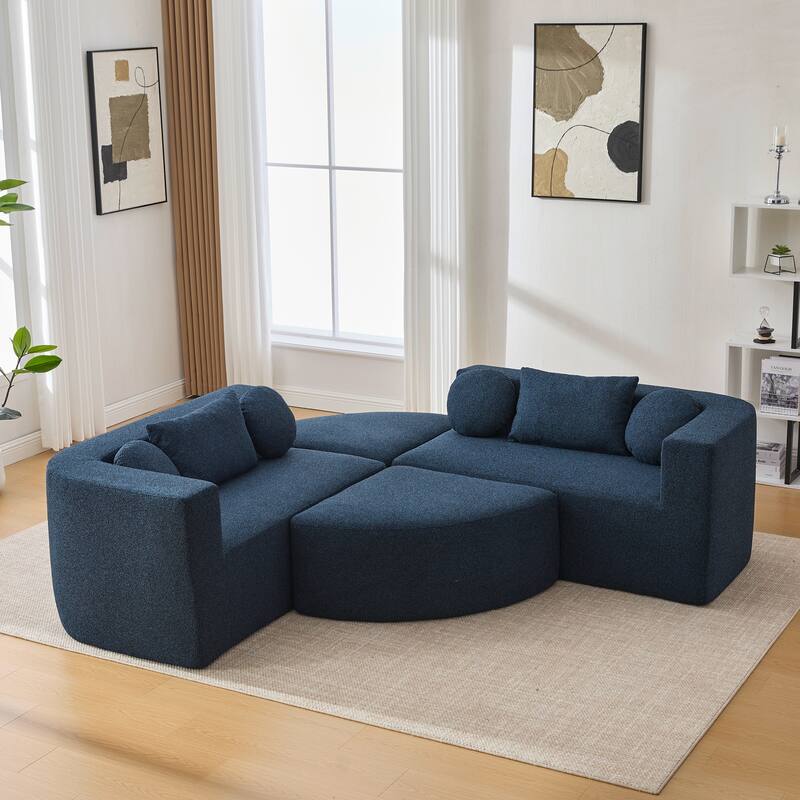 Roomfitters Modular Boneless Sectional Sofa Bed with Deep Seating and Curved Design for Living Room