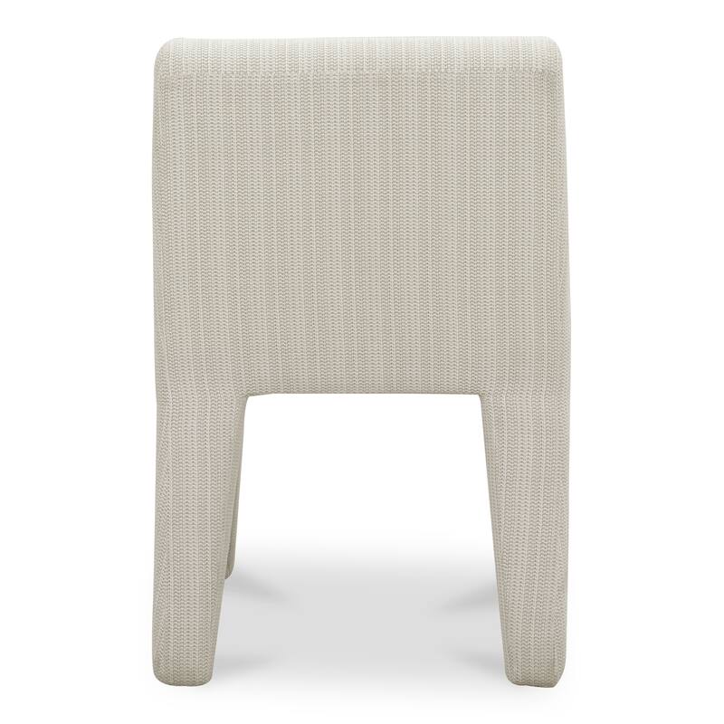 NADAAL STUDIOS Elion Dining Chair, Overly Padded Design, Aluminum Frame, Cream Olefin Fabric