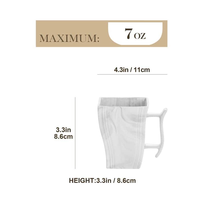 MALACASA Flora Porcelain Square 6-Piece Coffee Cup 7Oz.