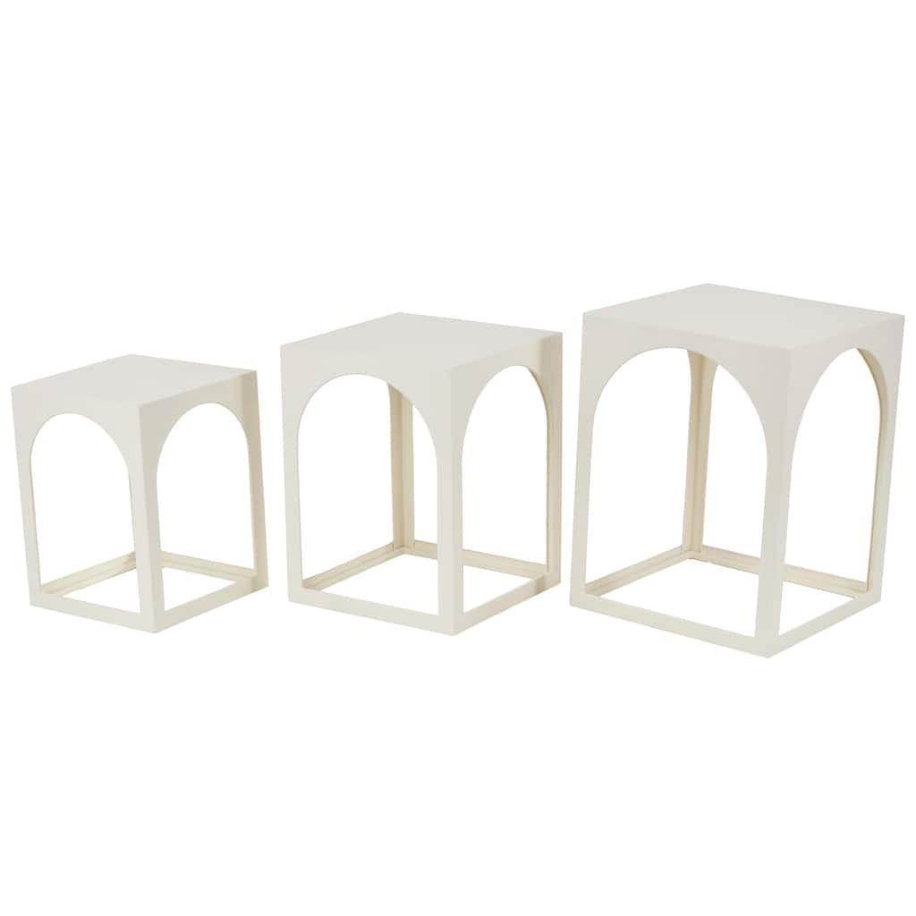 Metal Nested Accent Table with Arched Cutouts - Set of 3 White or Black - Roche River Decor