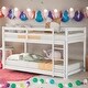 preview thumbnail 2 of 15, Modern Twin Over Twin Stylish Simple Floor Bunk Bed With Ladder,Safety Design For Kids
