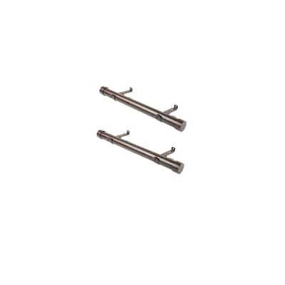 Steel Curtain Rods Set of 2 - 12 Inch Single Rods with Finials - Window Decor Hardware - M