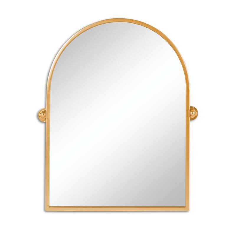 HomeRoots 36" Gold Metal Arch Tilting Framed Accent Mirror - 23.97 in. x 35.76 in. x 3.14 in.
