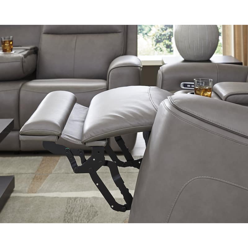 Signature Design by Ashley 5Z-Relaxation Coin Gray Reclining Loveseat with Console - 78"W x 41"D x 43"H