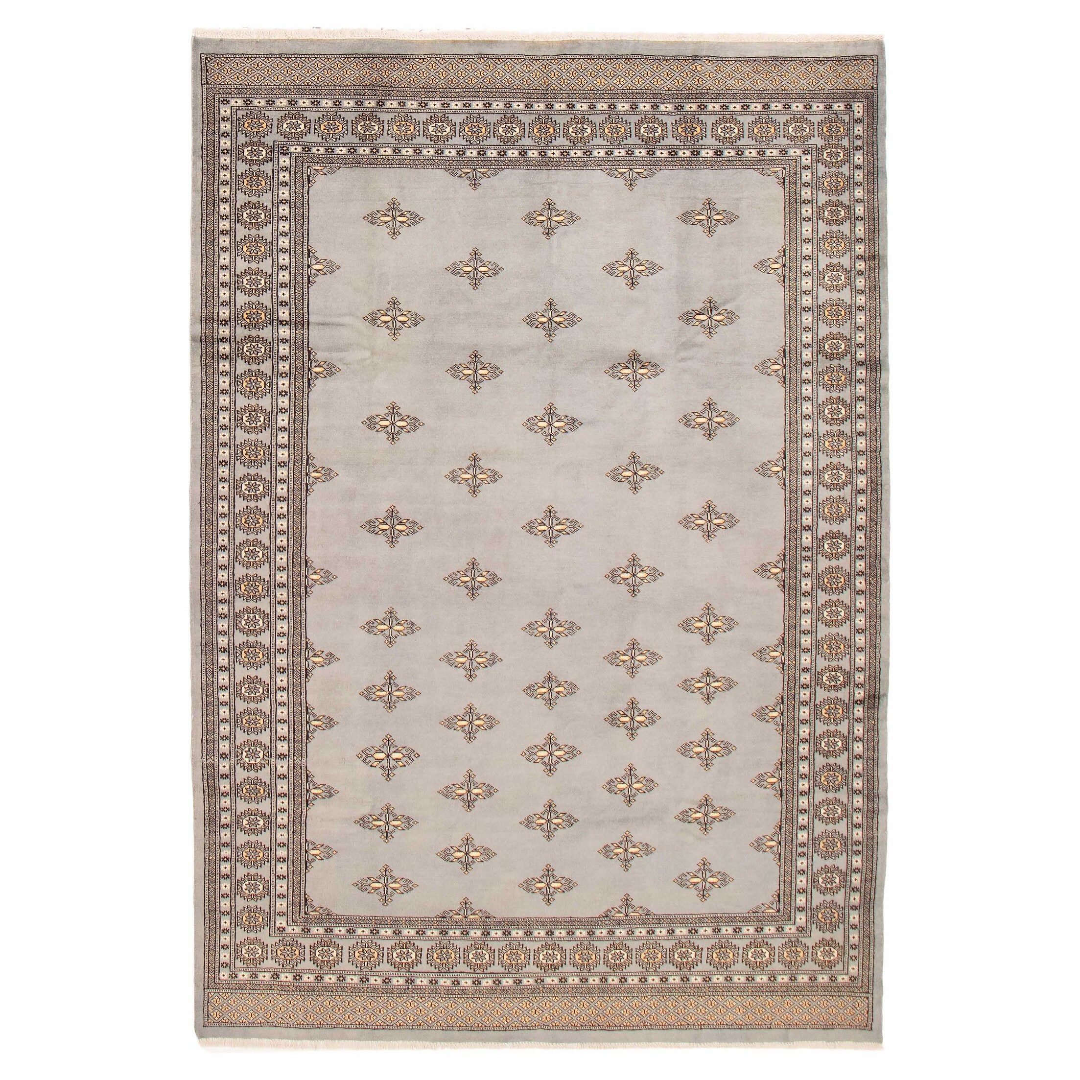 Finest Peshawar Bokhara Grey Rug 6'5" x 9'7" - 6'5 x 9'7