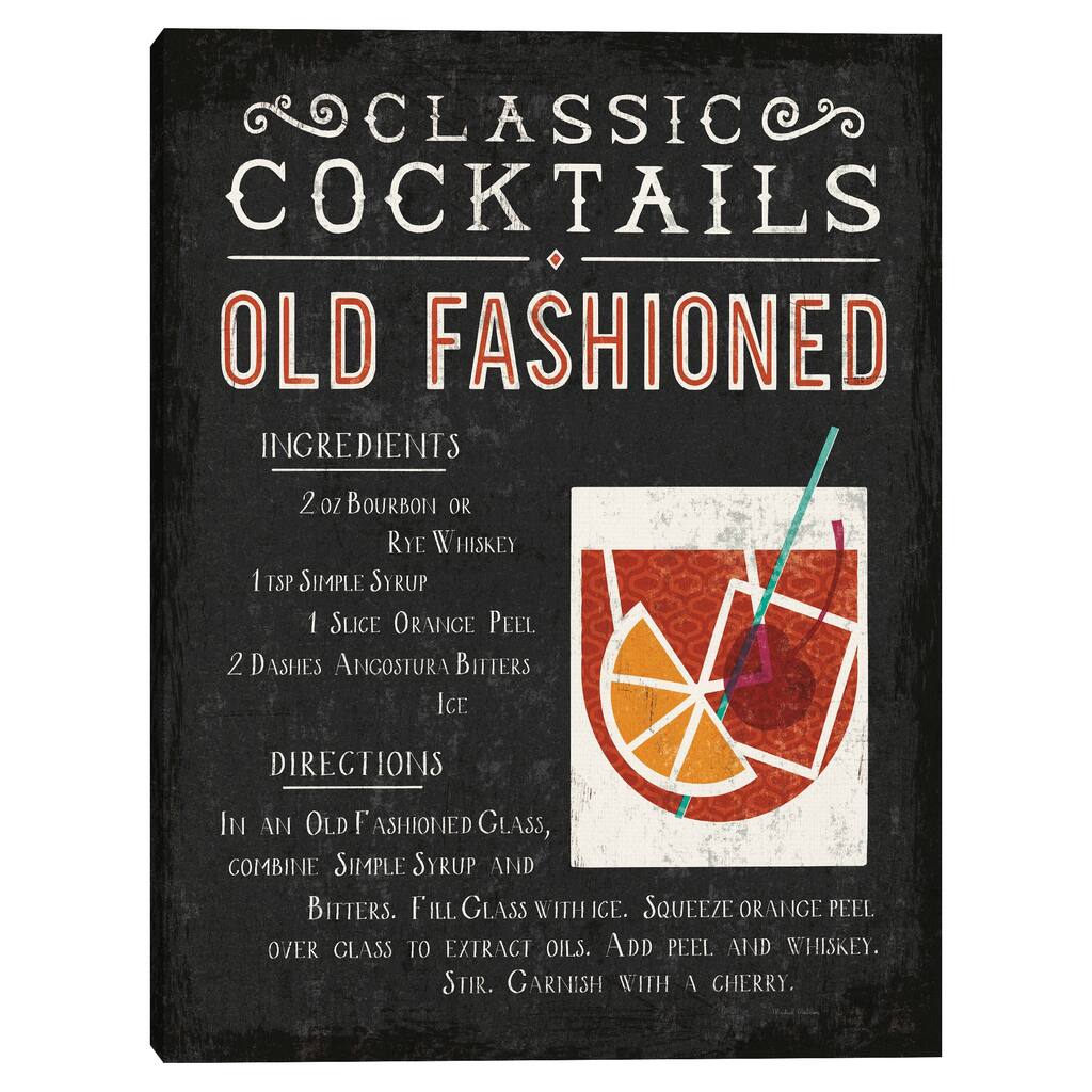 Classic Cocktails Old Fashioned Canvas Art Print
