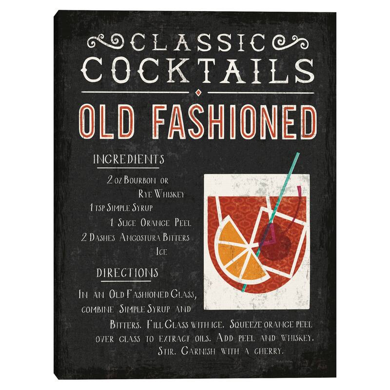 Classic Cocktails Old Fashioned Canvas Art Print