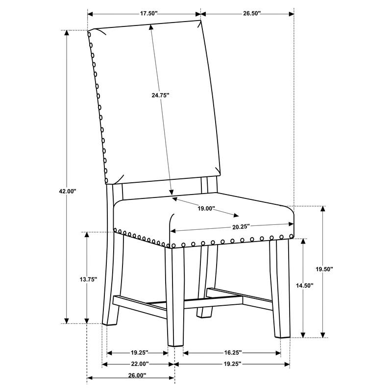 2pc Upholstered Dining Side Chair With Nailhead Accents