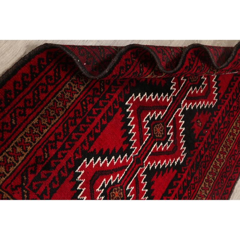Geometric Balouch Afghan Oriental Area Rug Wool Handmade Foyer Carpet - 4'2" x 6'2"