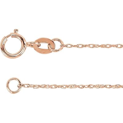 Curata 10k Rose Gold 1mm Solid Rope Chain (Spring Ring)