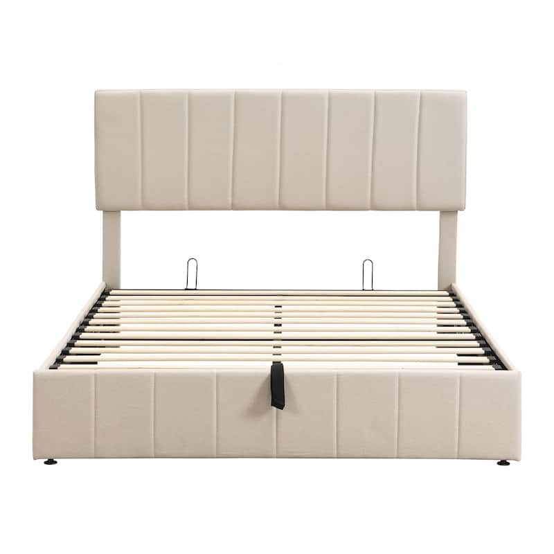 Queen size Upholstered Platform bed with a Hydraulic Storage System