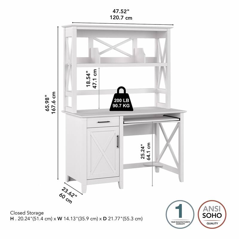 Key West 48W Small Computer Desk with Hutch by Bush Furniture