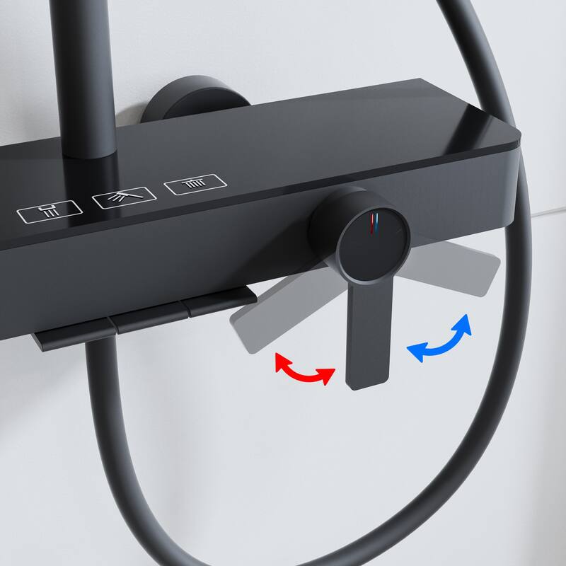 Modland Wall Mount 3-Function Shower System with Waterfall Tub Spout Adjustable Slide Bar,Handheld Shower