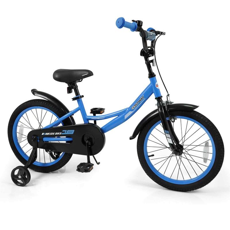Costway 14" Kids Bike with Removable Training Wheels Adjustable Seat & - See Details - 18"-Navy