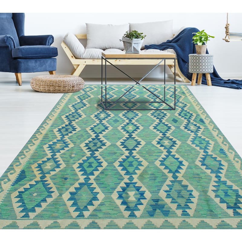 Flatweave Tom Lt. Green/Ivory Rug - 5'9" x 8'0"