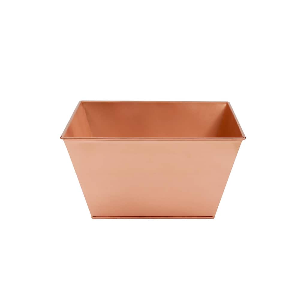 Achla Designs Square Copper Plated Galvanized Steel Flower Box, Indoor Outdoor Use, Planter