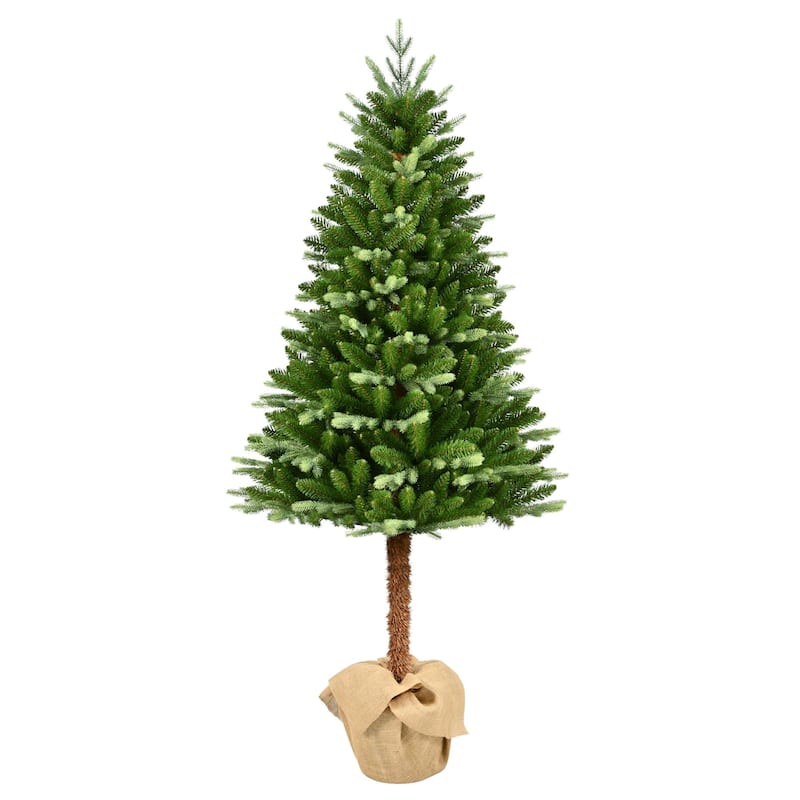 Slim Topiary Alpine Artificial Christmas Tree with Burlap Base - 6' - Unlit