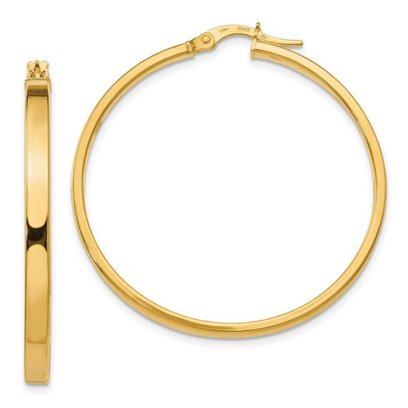 Curata 14k Yellow Gold Polished 39x3mm Flat Polished Hoop Earrings