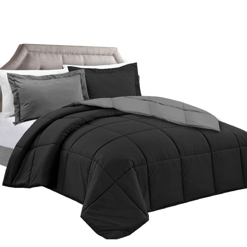 Nestl All Season Down Alternative Reversible Comforter Set - King - Black/Gray