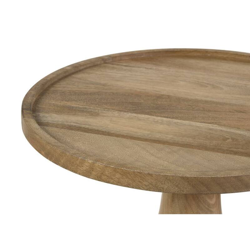 20 in. Brown Round Wood End Table, Sturdy Build End Side Table for Living Rooms