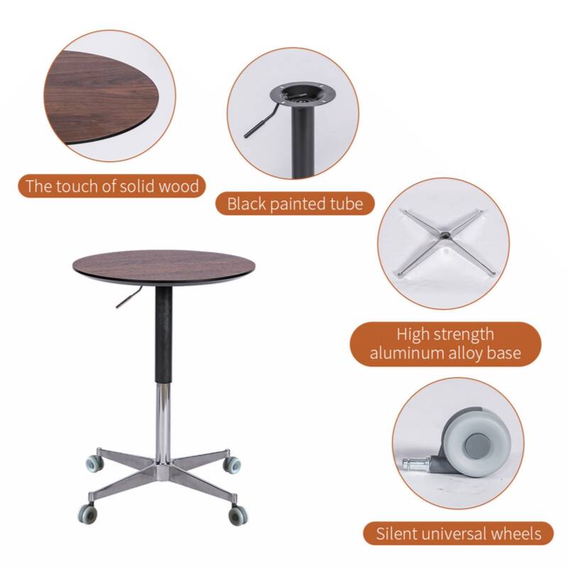 Movable Adjustable Coffee Table 360 Swivel Counter Bar Height Aluminum Star Base Movable