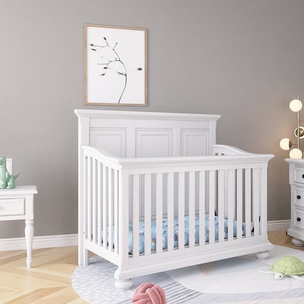 slide 2 of 11, Traditional Farmhouse Style 4-in-1 Full Size Convertible Crib - Converts to Toddler Bed and Daybed and Full-Size Bed White