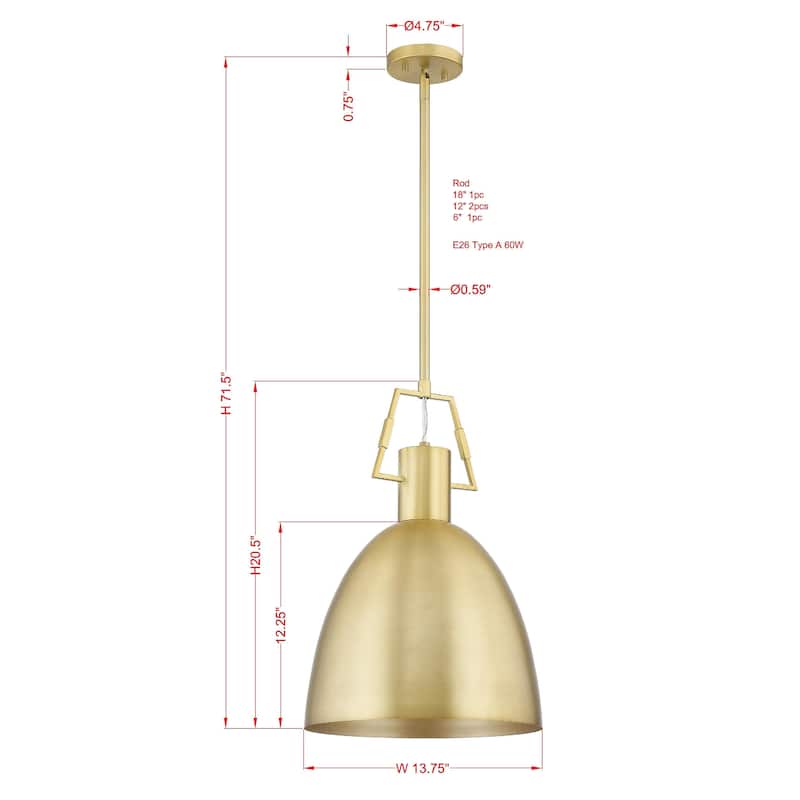 Ricardo Pendant Light, Gold