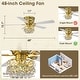 preview thumbnail 8 of 14, 48-inch Modern Brass Crystal Low Profile Chandelier Ceiling Fan with Light and Remote Control - 48" W x 15.1" H