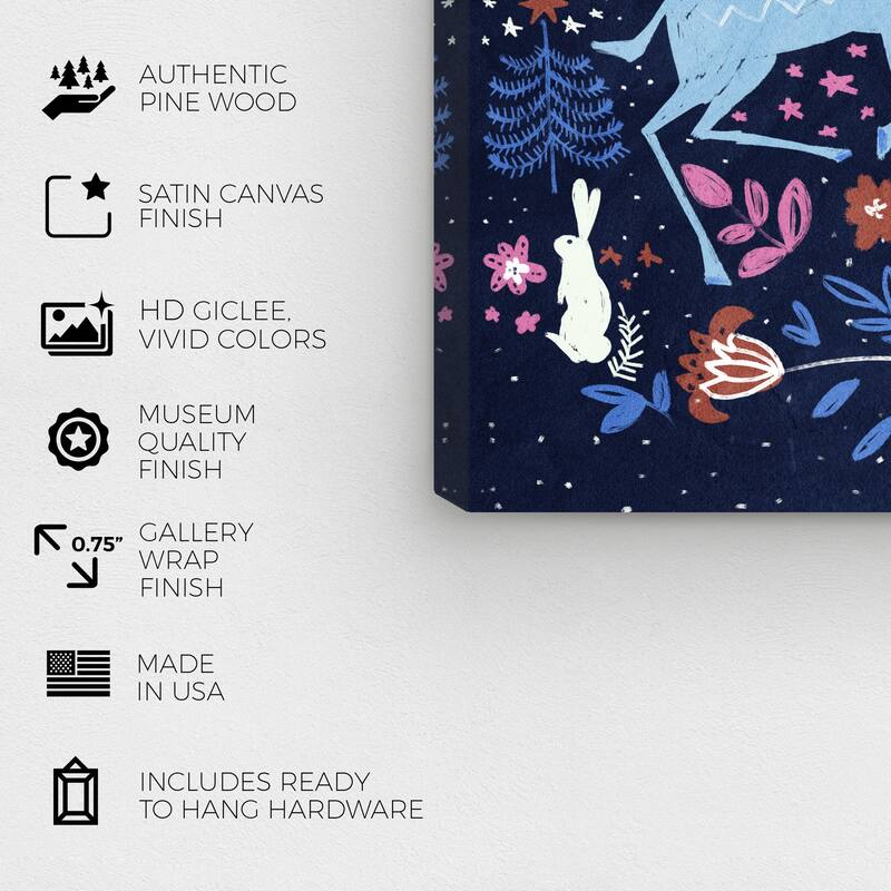 Wynwood Studio Canvas Animals Lunar Night Dance Pink and Modern & Contemporary Wall Art Canvas Print