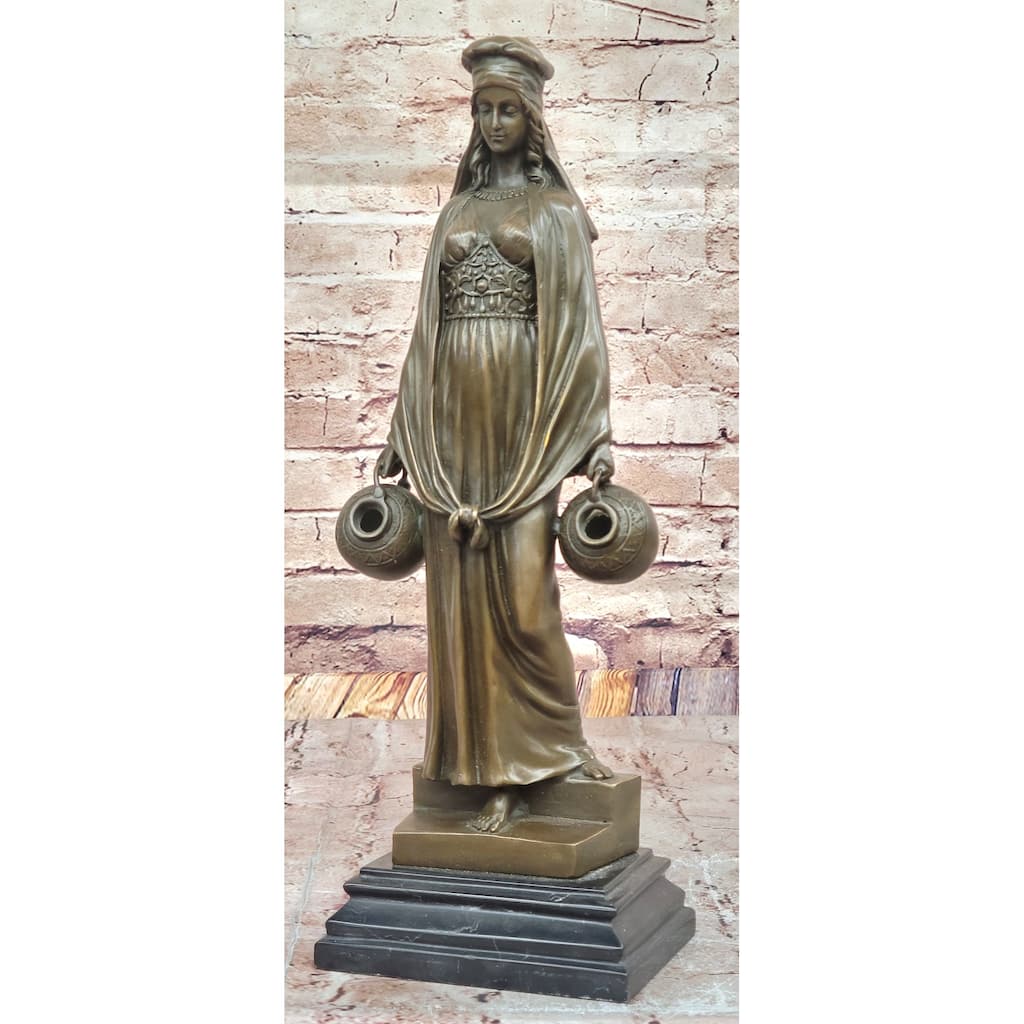 Aldo Vitaleh Water Carrier After Dominique Alonzo – Bronze Sculpture On Marble Base