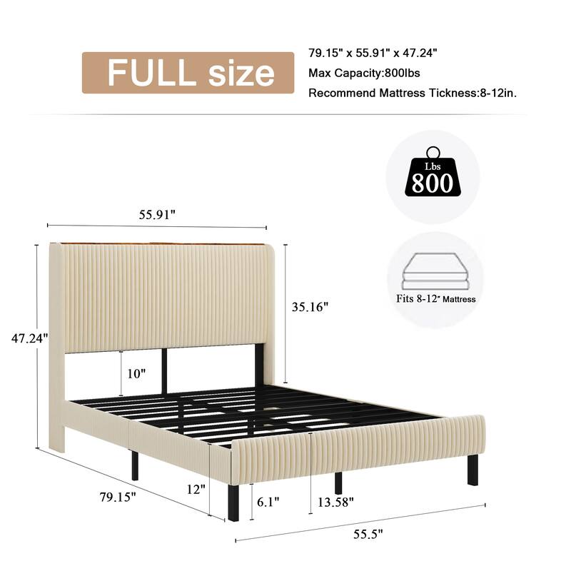 alazyhome Metal Bed Frame with Charging Station