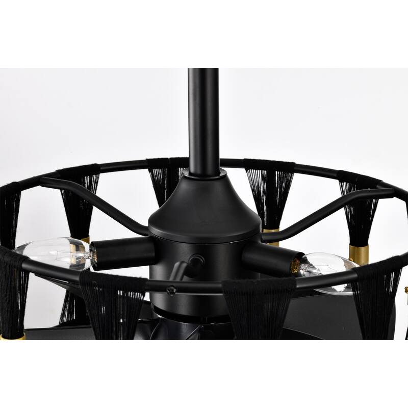 Matte Black and Gold 16 Inch Modern Fandelier