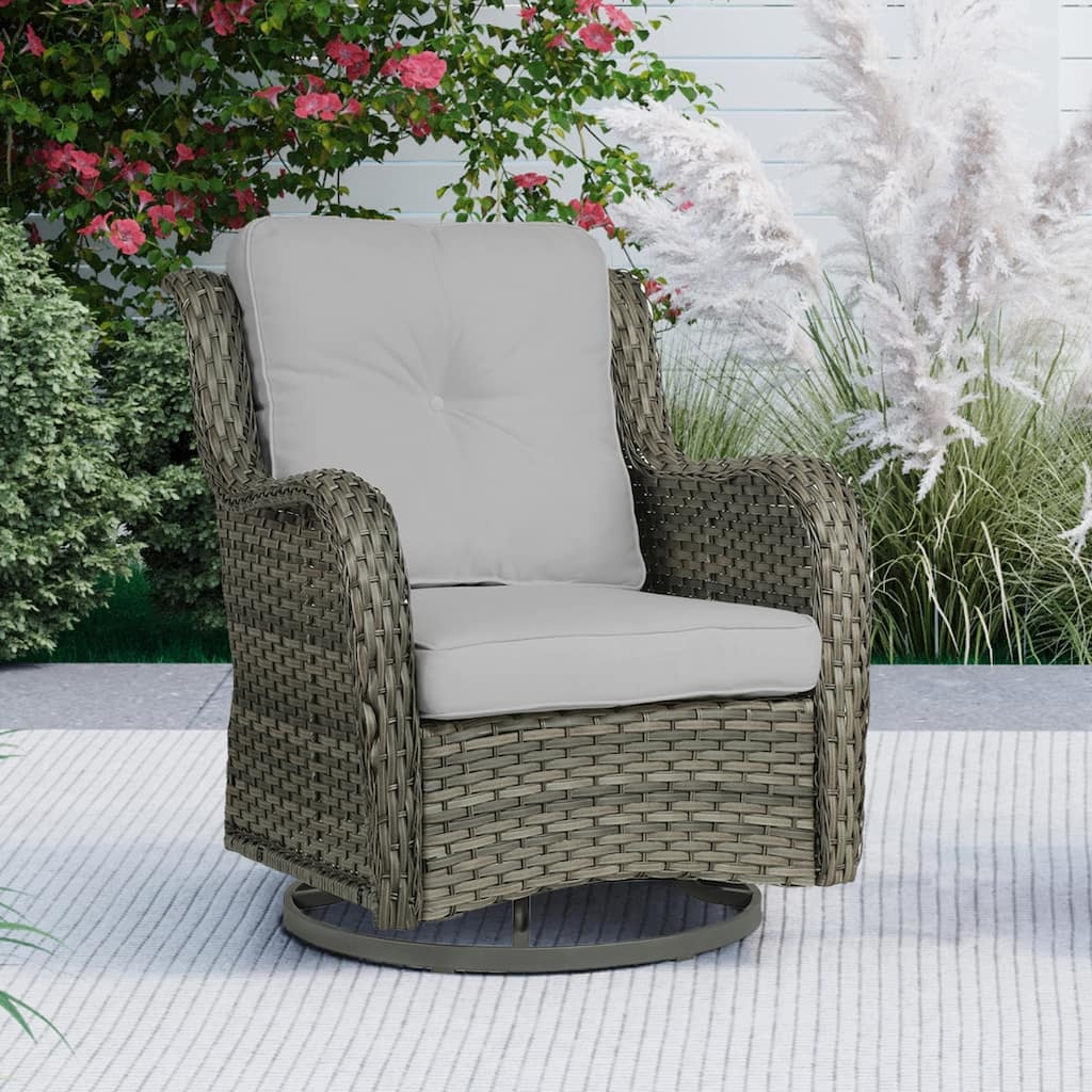 Outdoor Rattan Swivel Gliders Rocking Chair