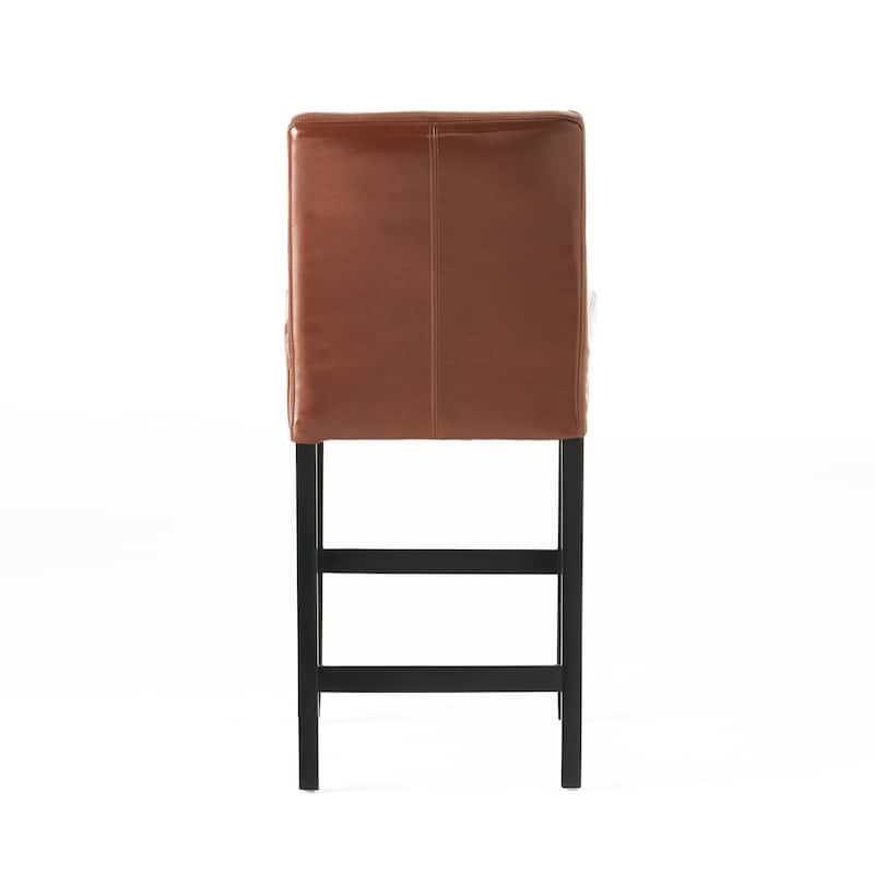 Lopez 26-inch Hazelnut Leather Counterstools (Set of 2) by Christopher Knight Home