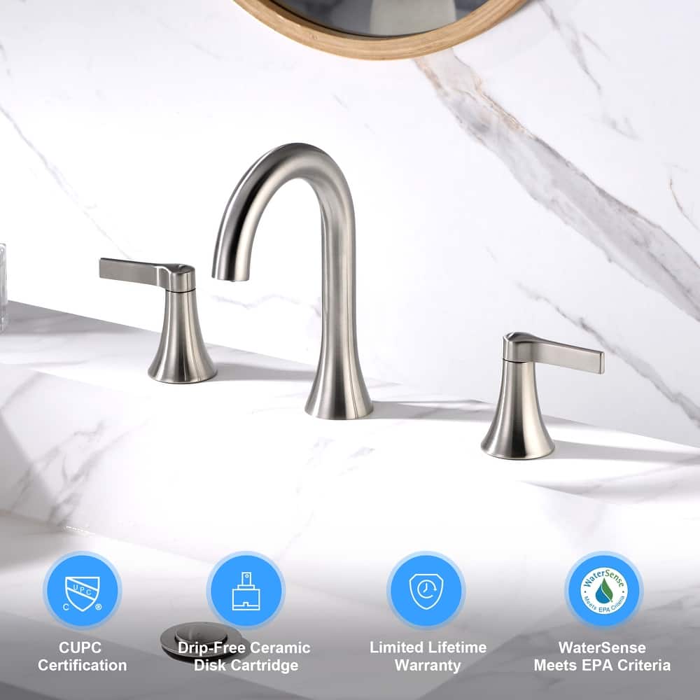 Luxier Reesley 8 in. Widespread 2-Handle Bathroom Faucet with Drain