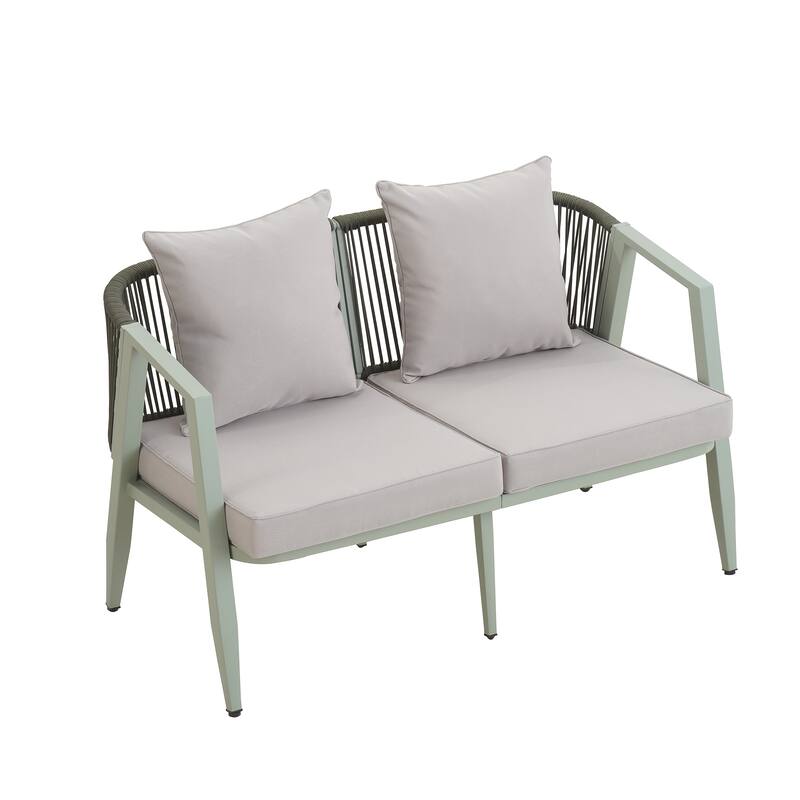 4-Piece Outdoor Iron Sofa Set with Coffee Table & Cushions