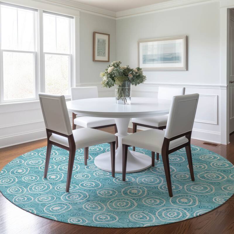 Machine Washable Indoor/ Outdoor Chantille Contemporary Bubbles Rug