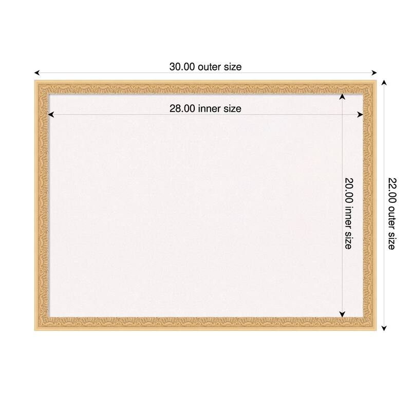 Bethany Gold Wood Framed Cork Board - Bulletin Board, Organization Board, Pin Board - White - 30 x 22 in